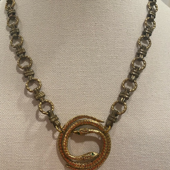 Made in the Deep South snake gold statement necklace ONE OF A KIND 🐍 - Picture 2 of 9